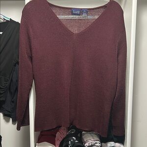 Hillard & Hanson Red V-Neck Sweater Soft Knit